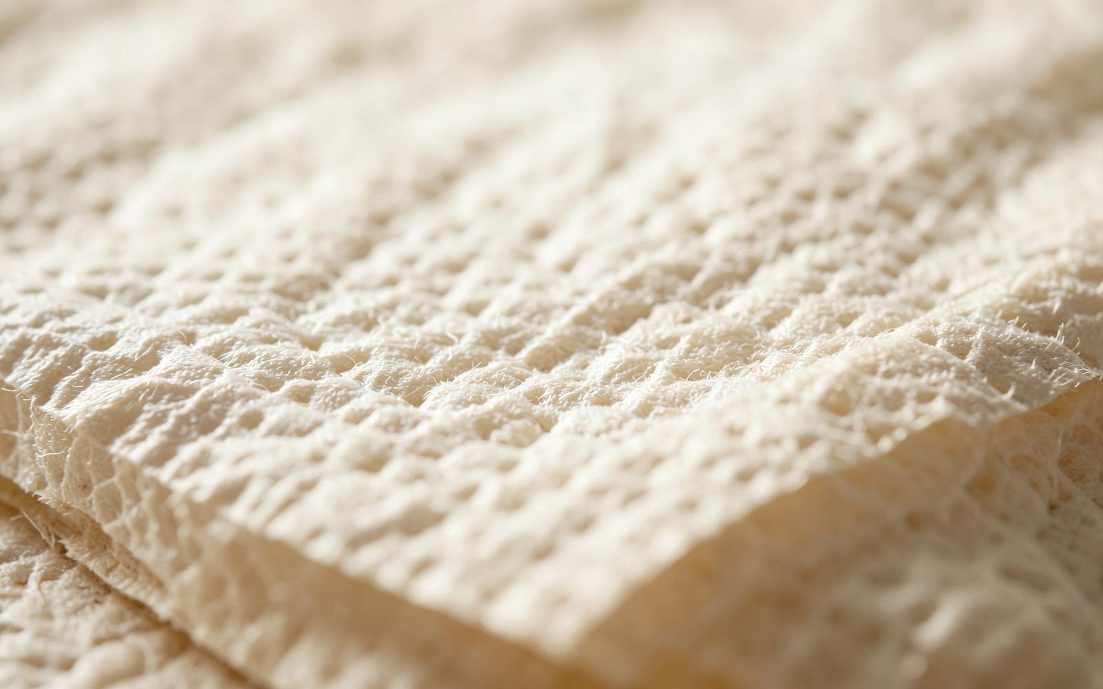 Macro photograph of embossed bamboo toilet paper fibers